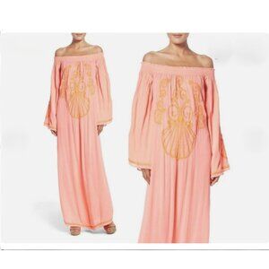NWT Lilly Pulitzer Nita Maxi Dress Off The Shoulder Guava Melon Beads✨Sz M